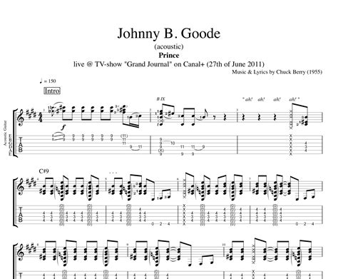 Johnny B Goode Acoustic · Prince Guitar Tab Chords Sheet Music — Play Like The