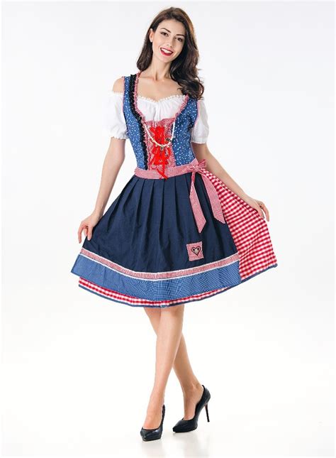 Hot Tradition Oktoberfest Beer Girl Costume Germany Wench Maid Costume Bavarian Dirndl Dress