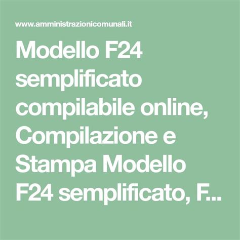 Modello F24 Semplificato Compilabile Online Compilazione E Stampa