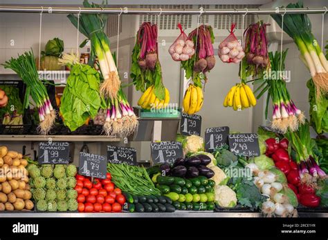 Fruit And Vegetables Market Stall In Spain Stock Photo Alamy