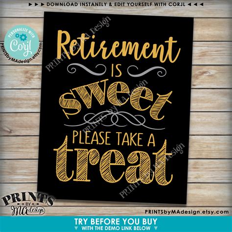 Retirement Is Sweet Please Take A Treat Sign Retirement Party Decor