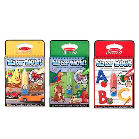 They help to promote fine motor skills, early writing/reading skills, and visual discrimination. Melissa & Doug On The Go Water Wow Bundle - Vehicles ...
