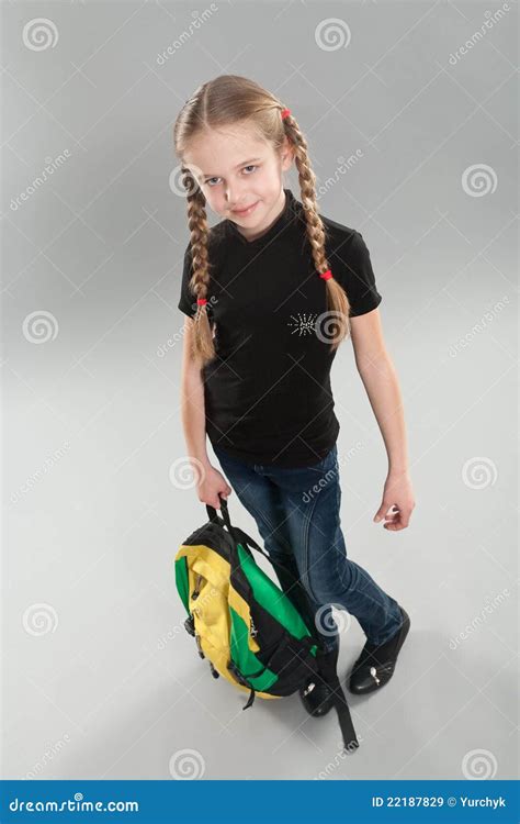 Cute Little Girl With Backpack Royalty Free Stock Images Image 22187829