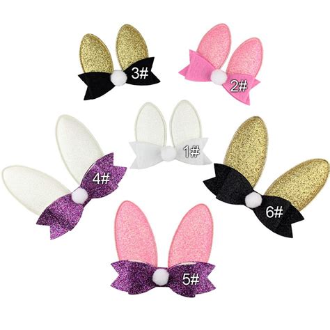2019 Easter Glitter Metallic Padded Bunny Ears For Girls Diy Headband