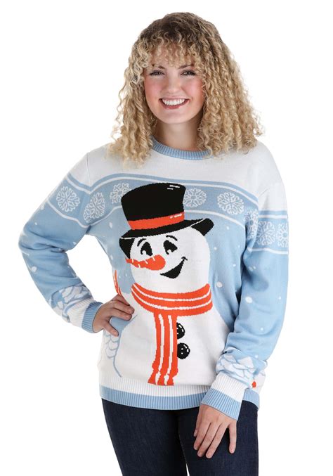 Friendly Snowman Adult Ugly Christmas Sweater Ugly Holiday Sweaters