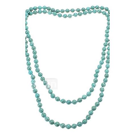 Round Bead Turquoise Long Type Necklace