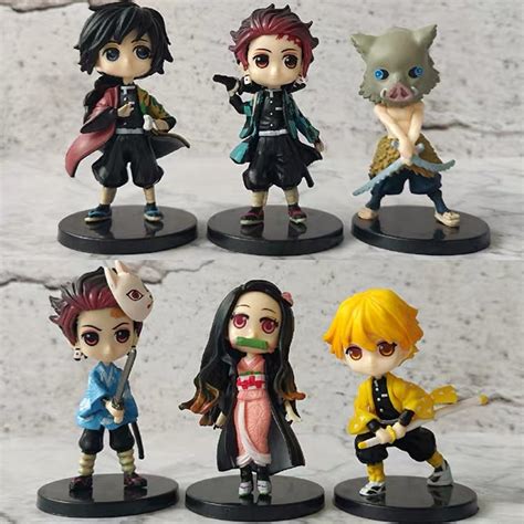 6Pcs Kit Demon Slayer Bonecos Brinquedos Infantil Anime Boneco Kimetsu