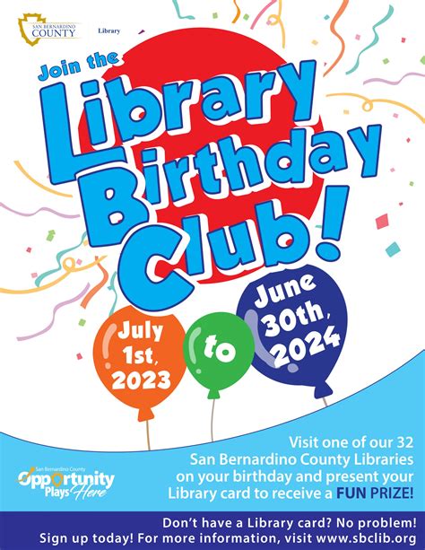 Join The Library Birthday Club Welcome To San Bernardino County
