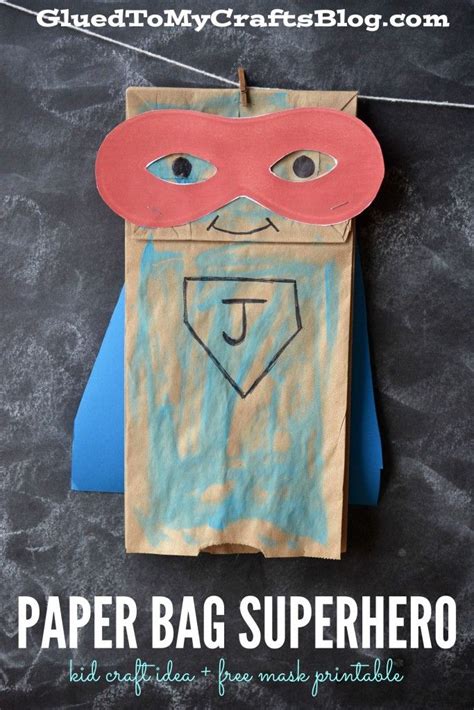 Paper Bag Superhero Kid Craft Idea Free Mask Printable Superhero