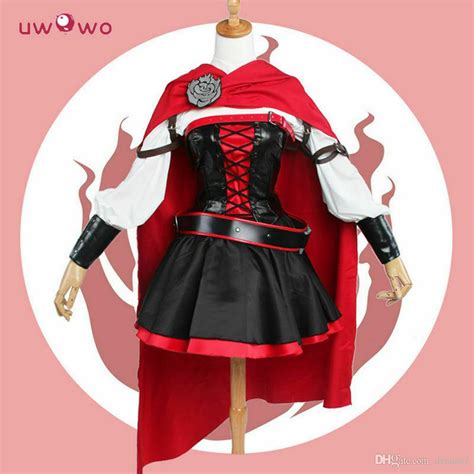 Ruby Rose Cosplay Rwby 3 Season Red Dress Cloak Battle Uniform Costume