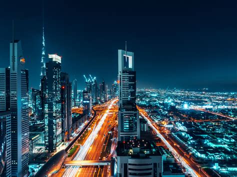 Download 1024x768 Wallpaper Dubai City Buildings Cityscape Night