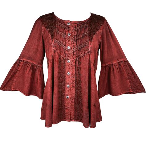 307 B Medieval Bohemian Embroidered Button Shirt Blouse Agan Traders