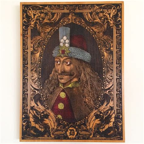 Vlad The Impaler Portrait Engraved On Wood Dracula Poster Etsy