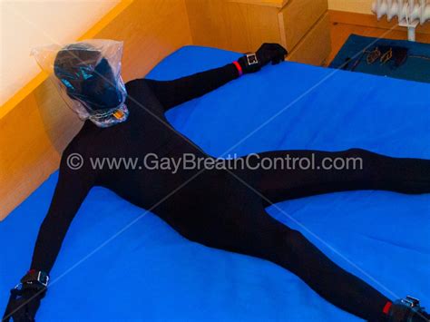 Bagged And Breath Controlled Emobcsmslave In His Catsuit 2 Gay Bondage And Breath Control