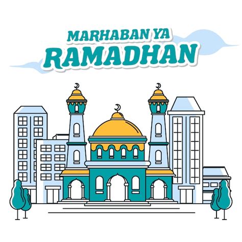 Premium Vector Mosque Banner Marhaban Ya Ramadhan