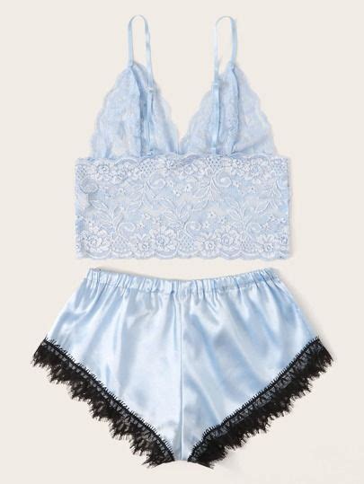 Floral Lace Bralette With Satin Shorts Lace Bralette Floral Lace Bralette Satin Shorts
