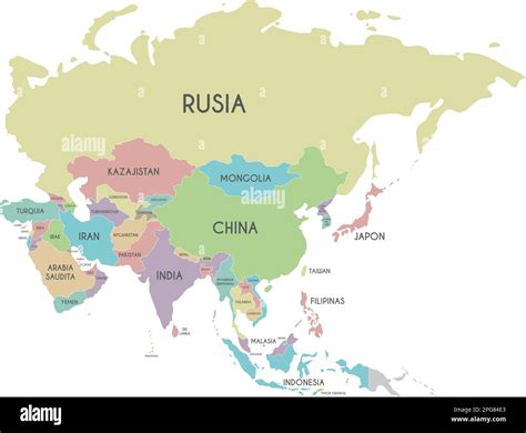 Ilustraci N Vectorial Mapa De Asia Pol Tica Aislado Sobre Fondo Blanco