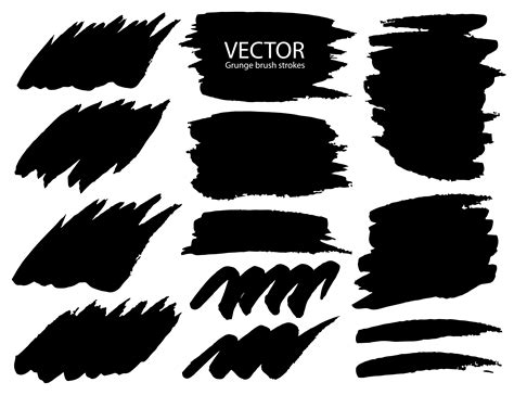 Set of brush strokes, Black ink grunge brush strokes. Vector