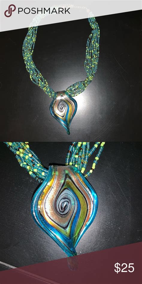 Hand Blown Glass Necklace Glass Necklace Hand Blown Glass Glass Blowing