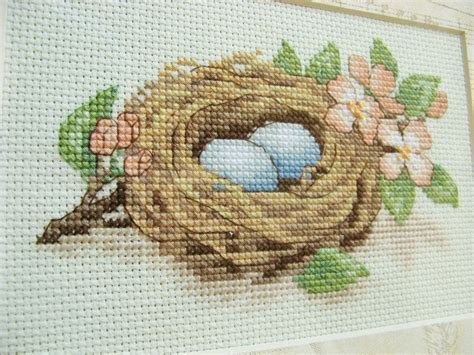 Cross Stitch Nest Springtime Nest Framed