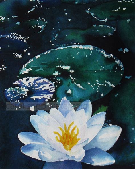 Water Lily Painting Moonlight Painting Waterlily Art Waterlily Etsy