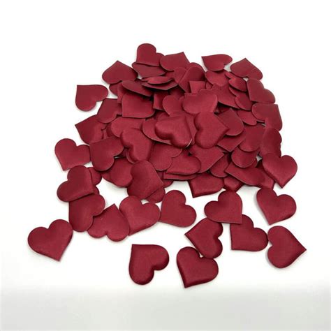 Burgundy Fabric Heart Confetti Wedding Table Scatters Online Party