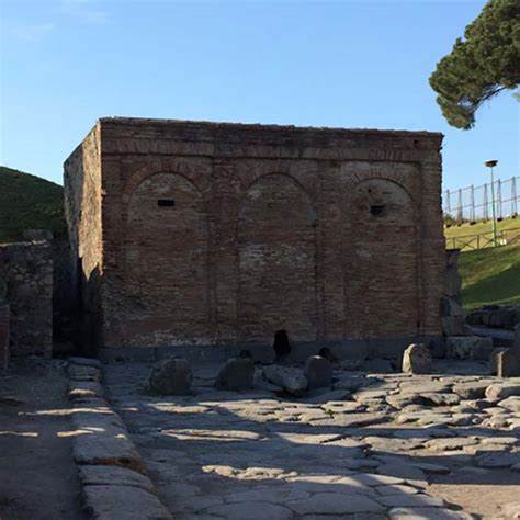 Castellum Aquae Pompeii. April 2015. Looking north from Vicolo dei ...