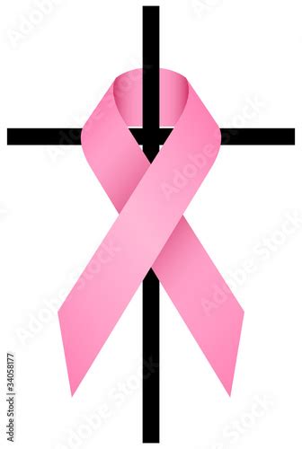 Pink Ribbon Breast Cancer 3d And Cross Stock Image And Royalty Free