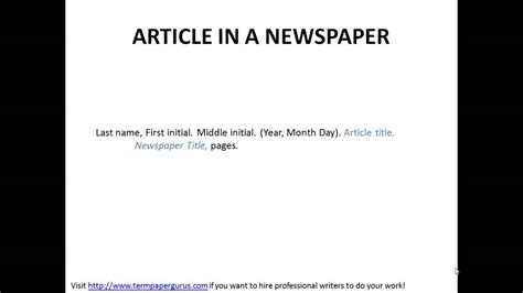How To Cite An Article In A Newspaper In Apa Format Youtube
