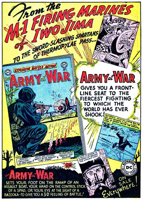 Dc Our Army At War Promo Ad 1953 Comics Comic Book Cover Dc Comics