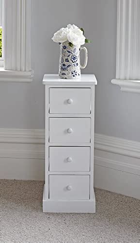 4.6 out of 5 stars. White Slim Narrow Bedside Cabinet 3 Chest Of Draws Drawer Bathroom Storage Unit Kids Bedside ...