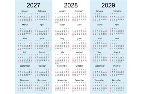 Calendar Planner 2027 2028 2029 Corporate Design Planner Template