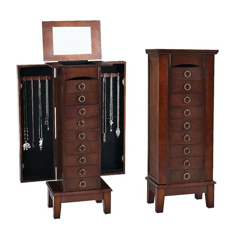 Costway Wood Jewelry Cabinet Cabinet Armoire Box Storage Chest Stand