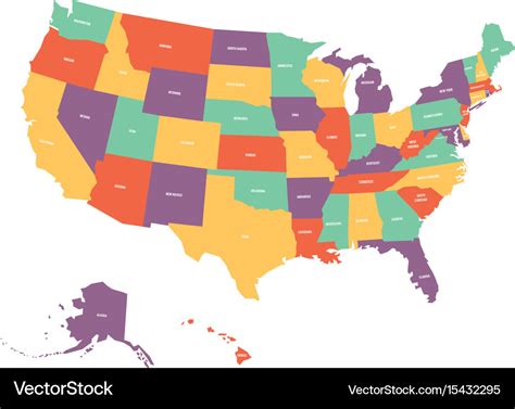 Political Map Of Usa United States Of America Vector Image