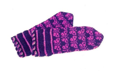 Hand Knitted Wool Mittens Patterned Purple Pink Latvian Etsy Wool