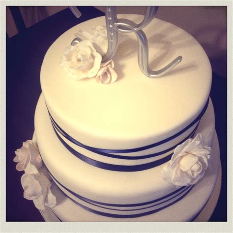 Navy Blue Ribbon Wedding Cake Wedding Cake Ribbon Cake Wedding Ribbon