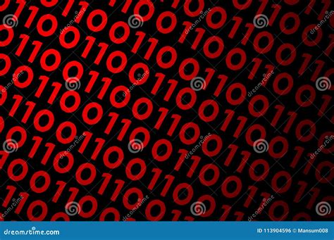Abstract Binary Code On Red Digital Screen Stock Illustration