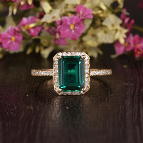 175ct Emerald Cut Lab Grown Emerald Engagement Ring Vintage Design