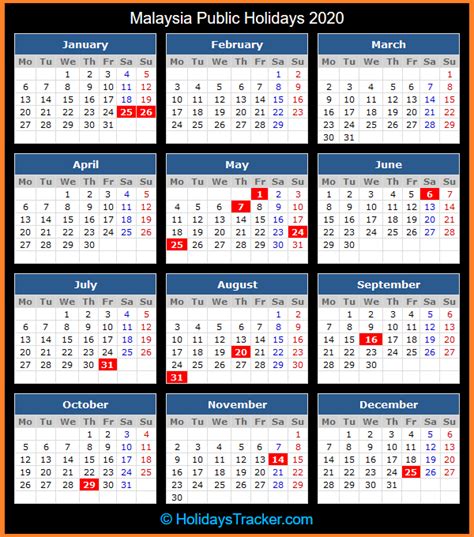 Malaysia Public Holidays 2020 Holidays Tracker