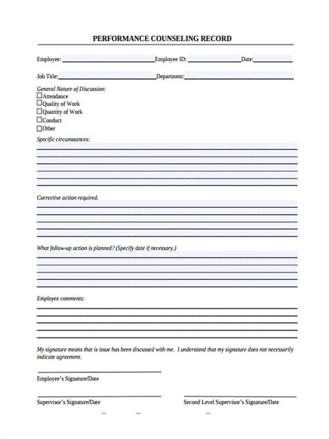 Free 8 Employee Counseling Forms In Pdf
