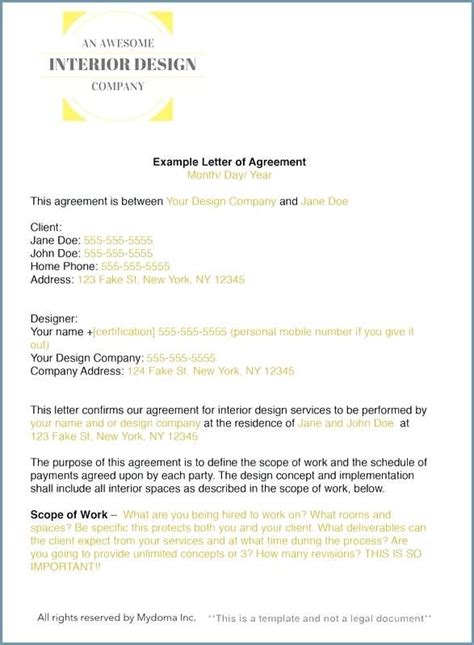 Freelance Letter Of Agreement Template How To Write An Interior Design