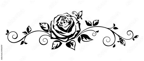Vector Horizontal Black And White Vignette With A Rose Stock Vector