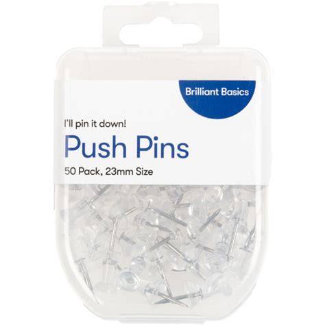 Brilliant Basics Push Pin 50 Pack Clear Big W
