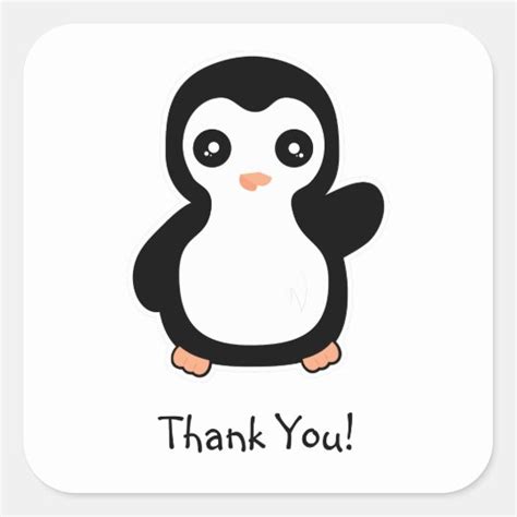 Cute Penguin Thank You Square Sticker