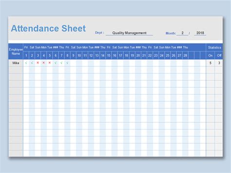 Excel Of Blue And White Attendance Sheetxlsx Wps Free Templates