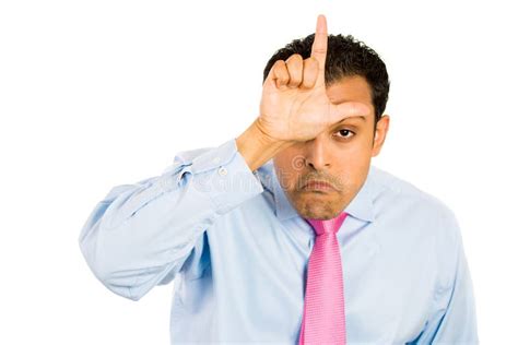 Guy With Loser Sign On Forehead Stock Image Image Of Head Depressed