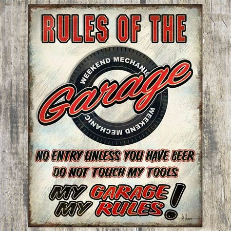 My Garage My Rules Tin Sign Metal Garage Man Cave Wall Decor Etsy