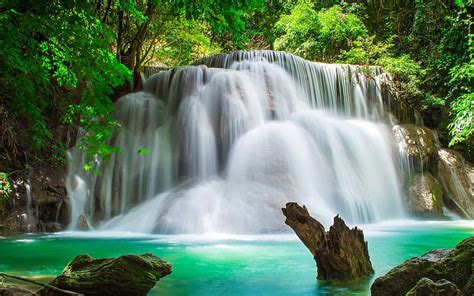 Tropical Waterfall Trees Forest Green Thailand Hd Wallpaper Peakpx