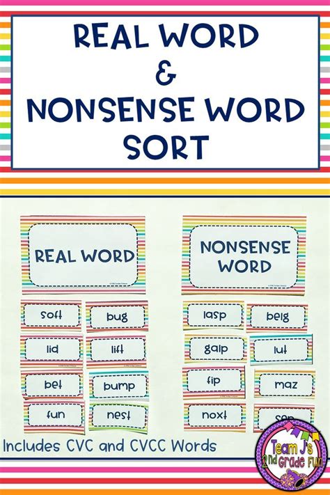 Nonsense words as placeholders nonsense words are a hugely useful feature of speech. This word sort activity is great for a small group or literacy station. Can be differentiated ...