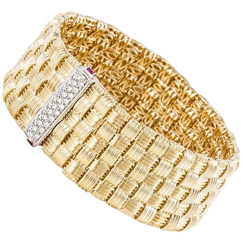 Roberto Coin Appassionata Diamond Woven Gold Bracelet At 1stdibs
